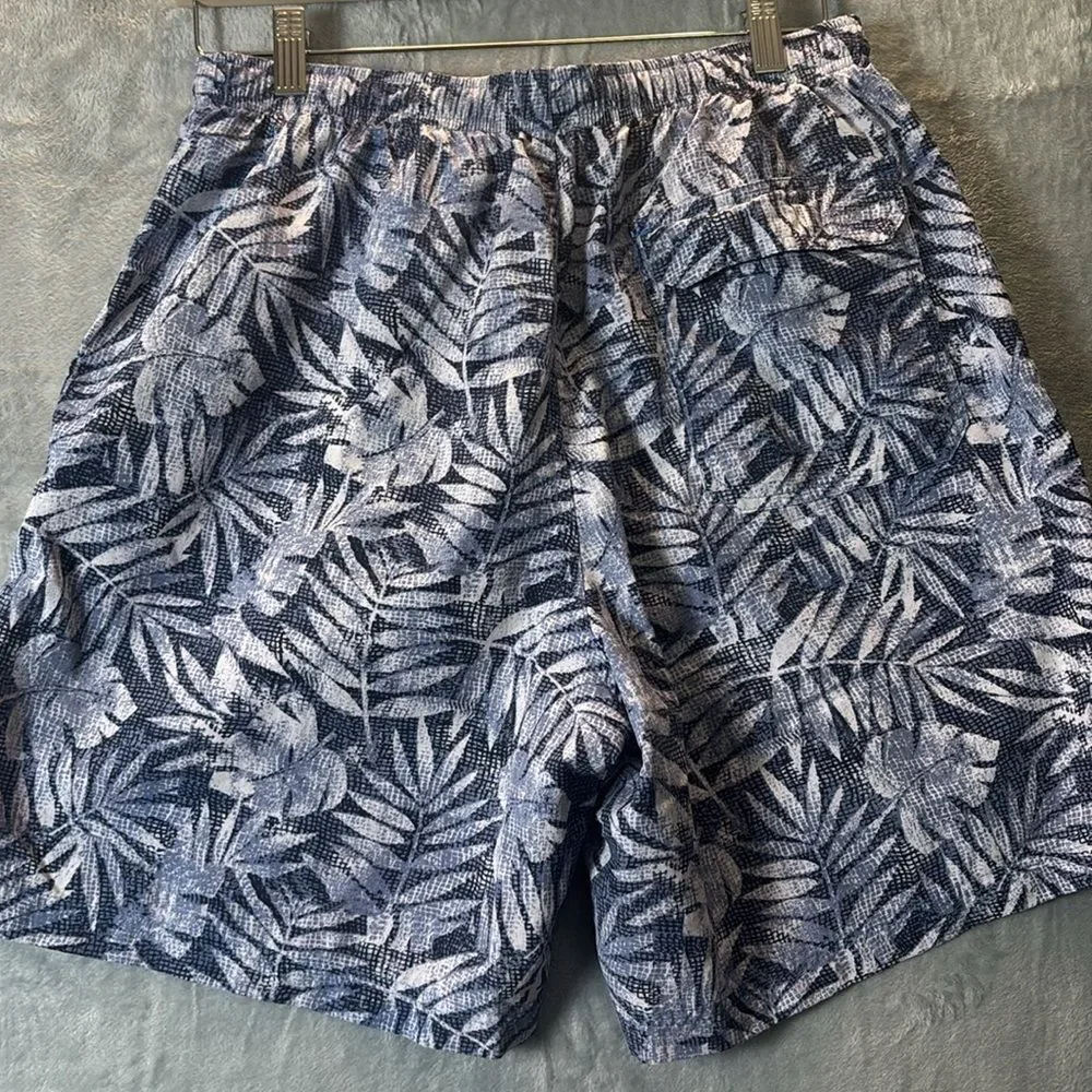 L.L. Bean Blue Tropical Lined Swim Shorts Pockets Size Medium